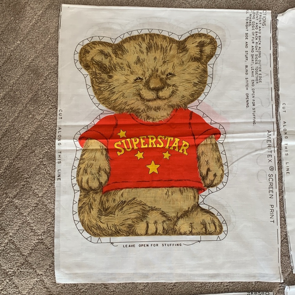 Vintage 1980 Hallmark Shirt Tales “Superstar” Plush Pillow Fabric